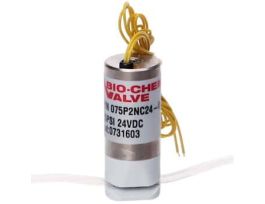 Solenoid Operated Pinch Valve, Two-Way Normally Closed, 0.023" ID Silicone; 24 VDC