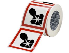 GHS Health Danger Picto Label, 4" H x 4" W x .035" D