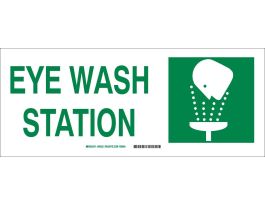 Eye Wash Station Sign, 7" H x 17" W x 0.1" D, Fiberglass