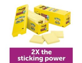 Post-it® Super Sticky Notes 654-24SSCY, 3 in x 3 in (76 mm x 76 mm), Canary Yellow