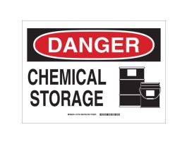 DANGER Chemical Storage w/Pictogram Sign, 7" H x 10" W x 0.06" D, Polystyrene