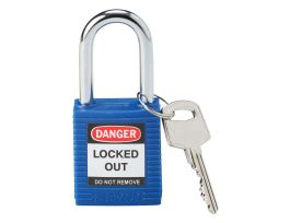 Standard Key Retaining Nylon Padlock 1.5 in Steel Shackle KD Blue