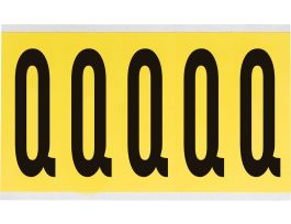 Repositionable Vinyl 4 in Black on Yellow, Letters Q Card of 5 Labels