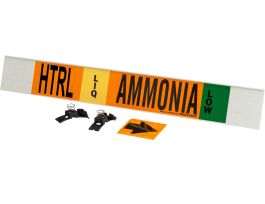 HTRL LIQ AMMONIA LOW Pipe Marker, 4" H x 24" W, Fits Pipes 8" Dia. or Larger