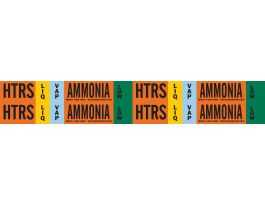 HTRS LIQVAP AMMONIA LOW Pipe Marker, 1.125" H x 7" W, Card of 4 Each, Fits Pipes 0.75" Dia. Thru 2.375" Dia.