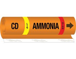 CD LIQ AMMONIA HIGH Pipe Marker, 26" H x 12" W, Fits Pipes 2.5" Dia. Thru 7.875" Dia.