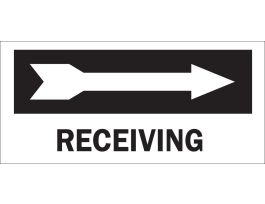 Receiving Sign, 10" H x 14" W x 0.035" D, Aluminum, Arrow Direction: Right