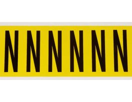 Repositionable Vinyl 3 in Black on Yellow, Letters N Card of 6 Labels