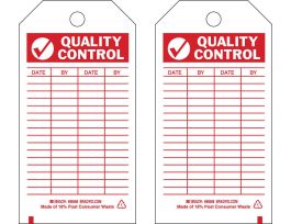 Safety Inspection Tag QUALITY CONTROL Heavy Duty Polyester 5.75x3 RD/WH 10PK