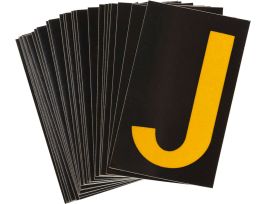 BradyLite 2.5 in Reflective Numbers Yellow on Black, J 25/PK