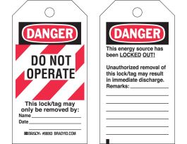 DANGER Do Not Operate Energy Source Lockout Tagout Tags Polyester 5.75x3 25PK