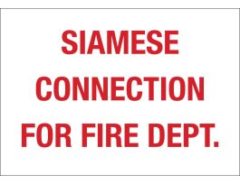 Siamese Connection For Fire Dept Sign, 10" H x 14" W x 0.035" D, Red on White, Aluminum