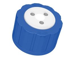 Solvent Bottle Cap, GL38/38-430 (glass), 3 Luer ports with valve; 1/ea