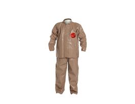 Tychem® 5000 Bib Overall & Jacket Combo, Elastic Wrists, Open Ankles, Storm Flap, Taped Seams, 6/CS, Tan