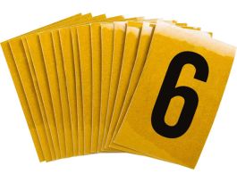 BradyLite 1 in Reflective Numbers Black on Yellow, 6 25/PK