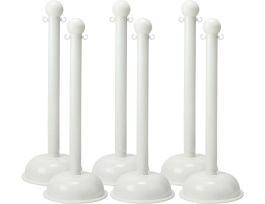 BradyLink Warning Posts, White, 41" H x 3" Dia, Polyethylene, Pack of 6 Each