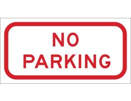No Parking No Parking Sign, 6" H x 12" W x 0.090" D, Red on White