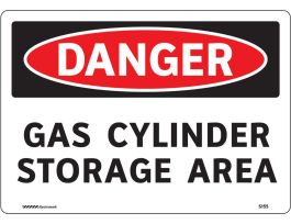 DANGER Gas Cylinder Storage Area Sign, 7" H x 10" W, Vinyl