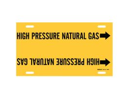 HIGH PRESSURE NATURAL GAS Pipe Marker, 8" H x 16" W, Fits Pipes 6" Dia. Thru 7.875" Dia.