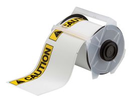 GlobalMark ToughWash Labels 4 in H x 6 in W Black, Yellow on White 100/RL