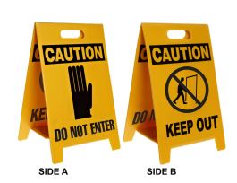 CAUTION Economy Duty Floor Stand, 20" H x 12" W x 0.156" D, Black on Yellow