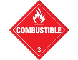 Combustible 3 Sign, 10.75" H x 10.75" W x 0.004" D, Vinyl