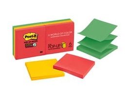 Post-it® Super Sticky Dispenser Pop-up Notes R330-6SSAN, Playful Primaries Collection, 3 in. x 3 in., 6 Pads/Pack, 90 Sheets/Pad