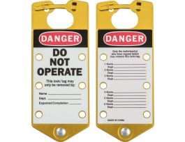 Labeled Group Lockout Hasps, Gold, Pack /5