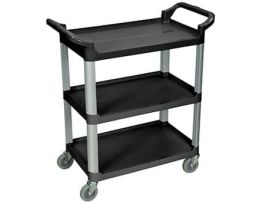 Serving Cart, Three Shelves, 200 lb, Black
