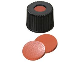 Screw Cap, Polypropylene, Black, 8 mm, Rubber/TEF Septa; 1000/pk