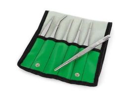 High Precision Tweezers, 6 Piece Set in Vinyl Pouch