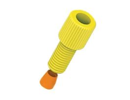 Fitting, Yellow PP w/Yellow ETFE, Straight, Compression to Threaded Adapter, 1/8" OD tubing x 1/4-28 UNF(M); 1/Ea