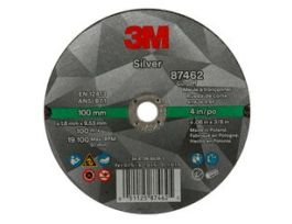 3M™ Silver Cut-Off Wheel, 87462, 36+, T1, 4 in x 0.06 in x 3/8 in, 50 ea/Case
