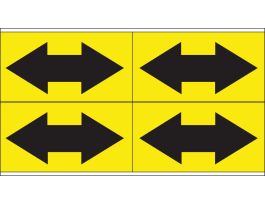 Self-Sticking Vinyl Dual Arrow, 1.125" H x 7" W, Black on Yellow, Card of 4 Each