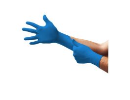 TOUCH N TUFF Dark  Blue Nitrile Glove, Ambidextrous, Powdered, Textured Grip, Beaded Cuff