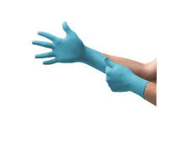TouchNTuff  - 5mil  Blue Nitrile Glove, Textured Grip, Powder Free, Rolled Beaded Cuff