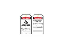 Tags DO NOT OPERATE THIS TAG MAY ONLY BE REMOVED Polyester 5.75x3 BK/RD/WH 25PK