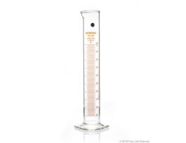 Borosil® Class A TC Graduated Measuring Cylinder with Pour Spout, Hexagonal Base, and Permanent Amber Graduations, Individual Certificate, 500mL, 4/CS