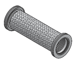 Braided Metal Hose, NW100 Size ISO-MF Flange, 10.74 in., Stainless Steel