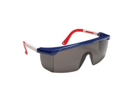 RETRIEVER™ RED, WHITE & BLUE FRAME, GRAY LENS WITH INTEGRATED SIDE SHIELDS, ADJUSTABLE TEMPLES