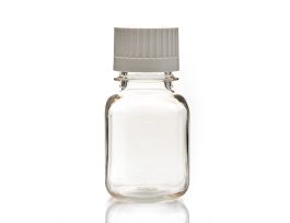 EZBio® 125mL PC Media Bottles, Sterile, Autoclavable Square Storage Bottles with 38-430mm White Closed VersaCap Closures, 24/PK