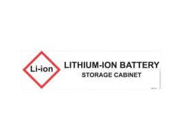 Lithium Ion Battery Storage Application Label for Hazardous Material Safety Cabinets