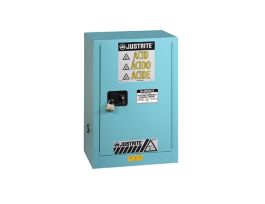 ChemCor® Under Fume Hood Corrosives/Acids Safety Cabinet, Cap. 15 gal, 1 shelf, 1 m/c rt. door, Blu.