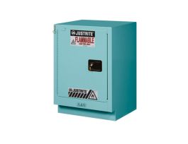 ChemCor® Under Fume Hood Corrosives/Acids Safety Cabinet, Cap. 15 gal, 1 shelf, 1 m/c lft door, Blu.