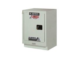 ChemCor® Under Fume Hood Corrosives/Acids Safety Cabinet, Cap. 15 gal, 1 shlf, 1 s/c lft door, LtNu.