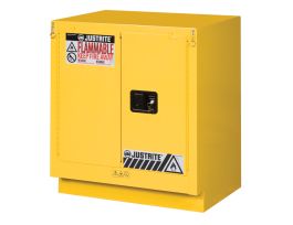 Under Fume Hood solvent/flammable liquid safety cabinet, Cap. 19 gal., 1 shelf, 2 s/c doors, Yellow.