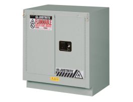 ChemCor® Under Fume Hood Corrosives/Acids Safety Cabinet, Cap. 19 gal., 1 shelf, 2 s/c doors, Silvr.