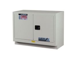 Under Fume Hood solvent/flammable liquid safety cabinet, Cap. 31 gal., 1 shelf, 2 m/c doors, Silver.