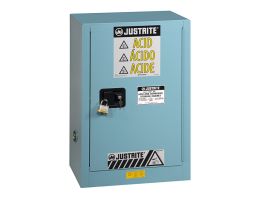 Sure-Grip® EX Compac Corrosives/Acid Steel Safety Cabinet, Cap. 12 gal., 1 shelf, 1 s/c door, Blue.