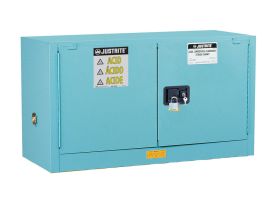 ChemCor® Piggyback Corrosives/Acids Safety Cabinet, Cap. 17 gallons, 1 shelf, 2 m/c doors, Blue.